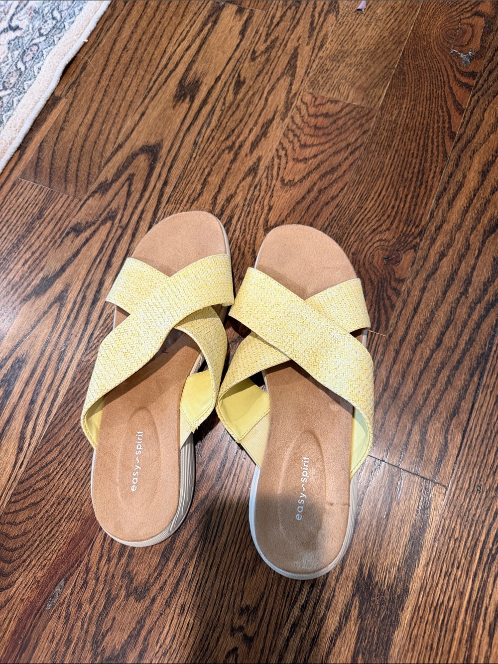 Easy Spirit Yellow Crisscross Slide Sandals